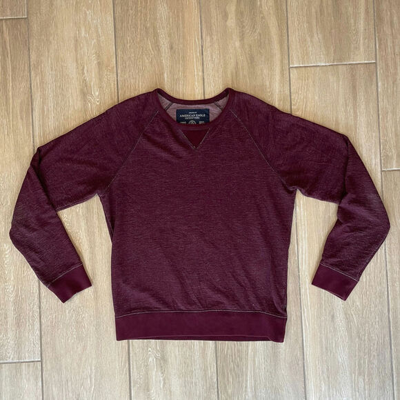 American Eagle Athletic Fit Burgundy Crewneck Sweatshirt Men’s S Soft & Stylish - Picture 1 of 7